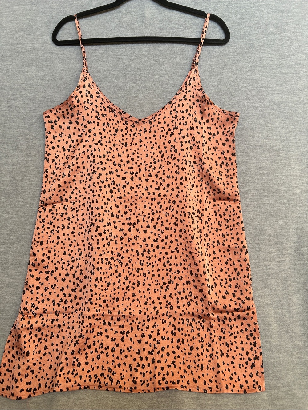 ZENANA Animal Print Lightweight Adjustable Straps Tunic Slip Dress 7” Side Vents